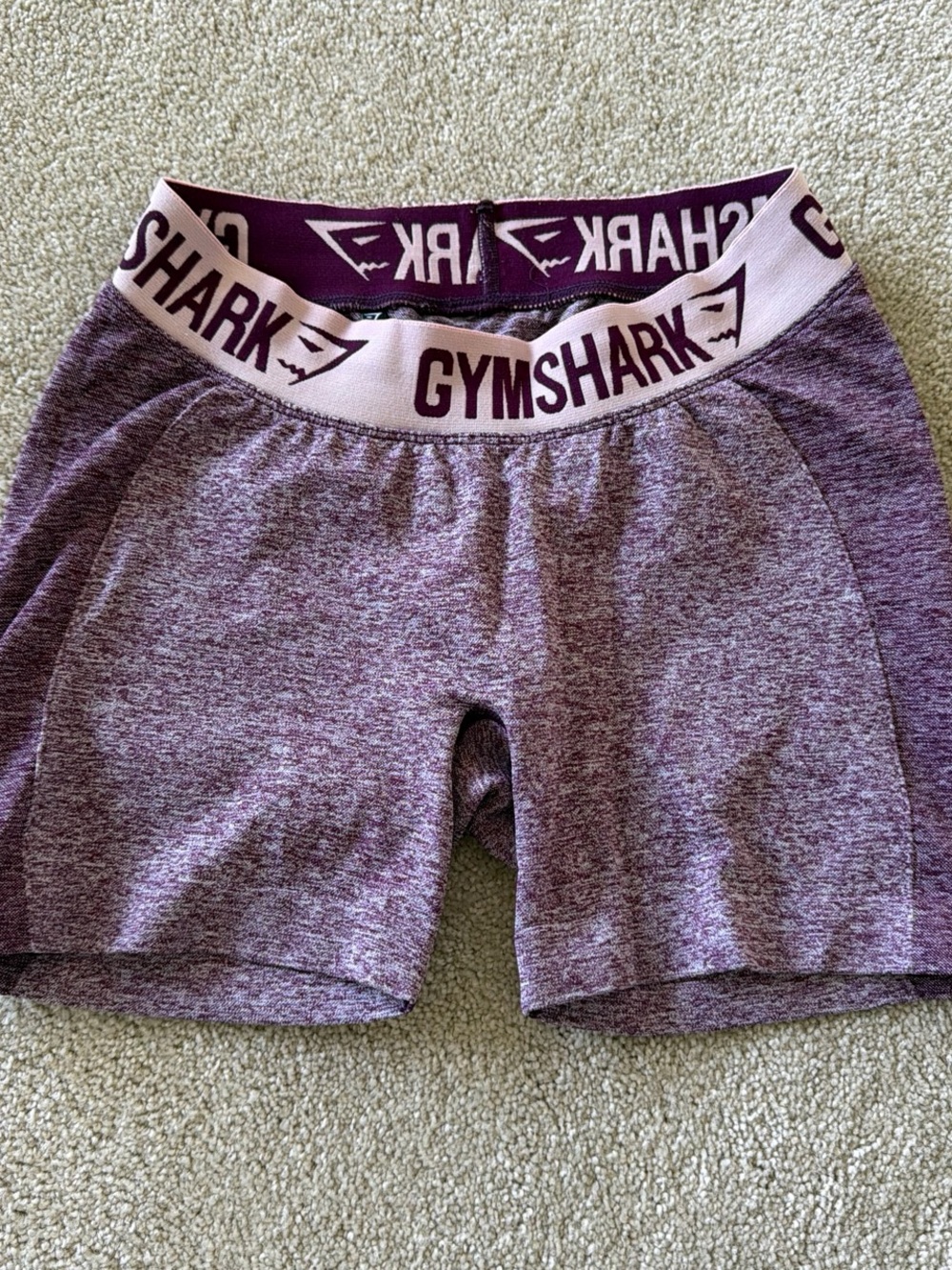 Gymshark Purple Heather Bike Shorts with Branded Waistband